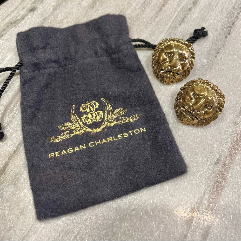 Reagan Charleston Leone Bronze Lion Head Cufflinks - Picture 2 of 6